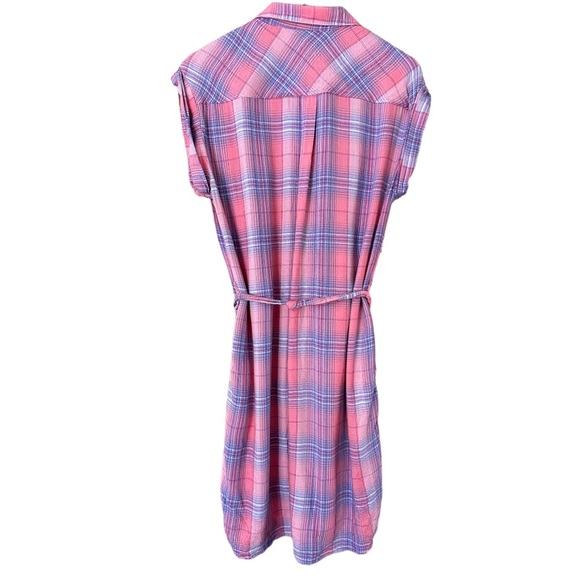 GAP Pink and Blue Plaid Flannel Shirt Dress - Picture 3 of 4